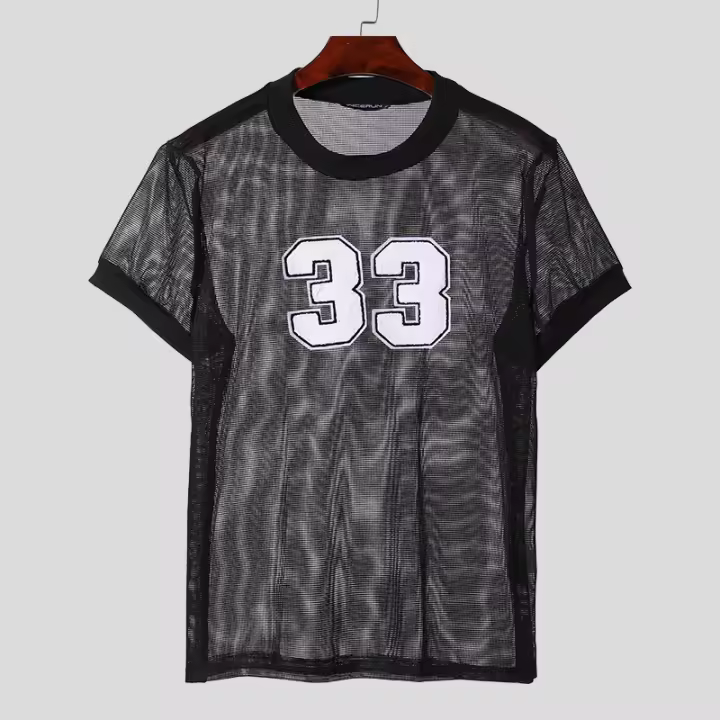 Camiseta De Hombre INCERUN Verano 2024 Estilo Casual Con Patchwork De Malla Transparente Camisetas De Moda Con Cuello Redondo Manga Corta Para Callejero - 1