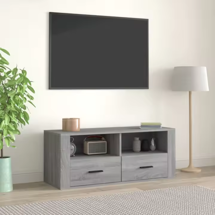 vidaXL Mueble de TV madera contrachapada gris Sonoma 100x35x40 cm - 1