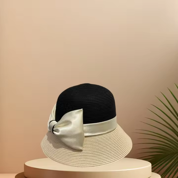 Sombrero De Paja Unisex Dos Tonos Regalo De Aniversario De San Valentín Accesorio De Festival Duradero Y Versátil Sombrero De Sol De Cesta Para Exterior - 1
