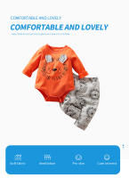 Conjunto De Ropa Bebé Niño Otoño Primavera Con Estampado De León Naranja De Algodón De Manga Larga Y Pantalones 0-18 Meses - details 0
