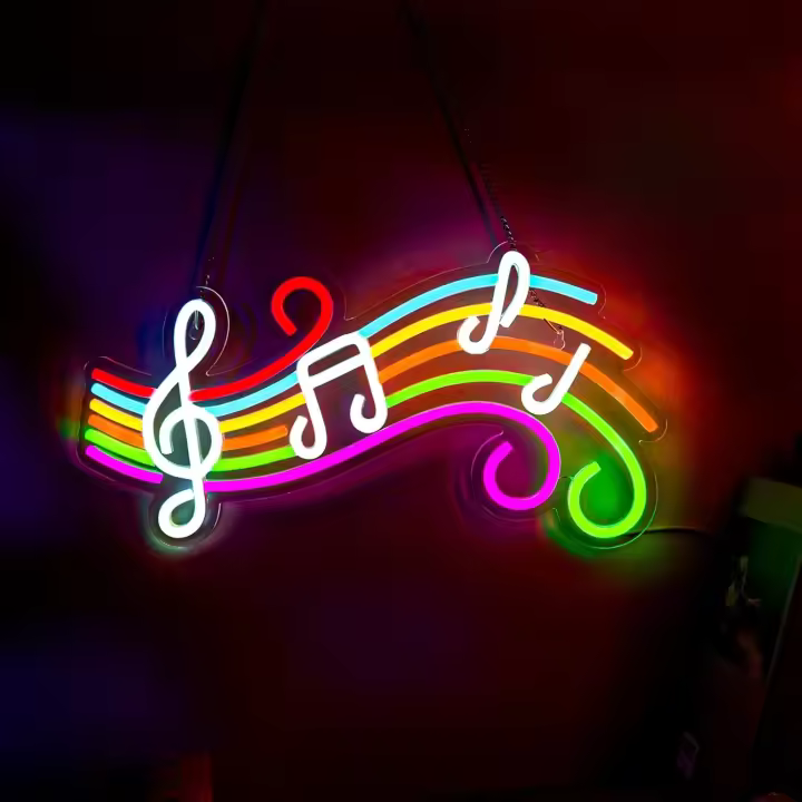 Luces Neón De Notas Pentatónicas LED Para Decoración De Pared En Estudio De Música Clase De Música Fiesta Bar Habitación Dimmer - 1