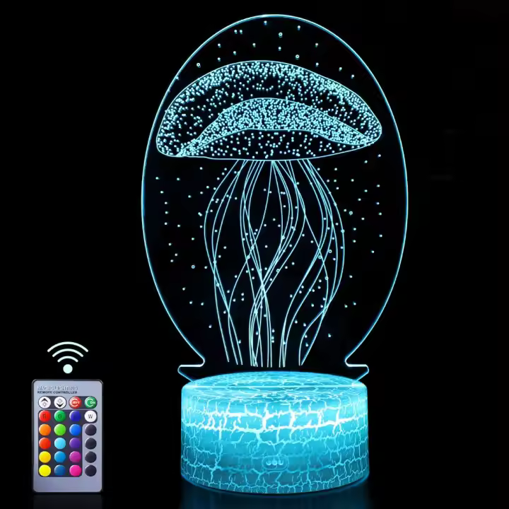 Lámpara de Ambiente con control remoto Y 16 Colores, Luz Nocturna con efecto de visión y Luces LED 3D Ideas para fiestas y Halloween - 1