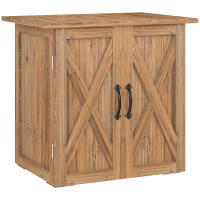 Outsunny Caseta de Jardín Exterior de Madera Armario de Exterior con 2 Puertas Magnéticas Cobertizo de Jardín Exterior para Almacenamiento de Herramientas 77x55x72 cm Marrón - details 0