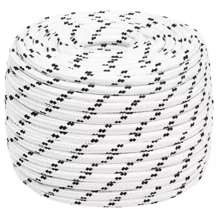 vidaXL Cuerda para barco trenzada poliéster 14 mmx25 m en color Blanco/Negro - 1