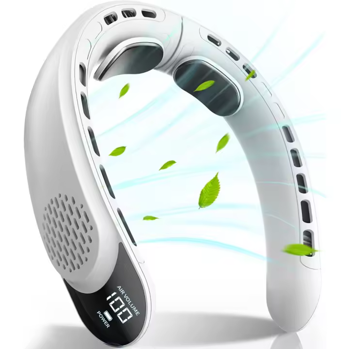 Ventilador de cuello 4 Turbo plegable, Enfriador de cuello, batería de 4000 mAh, sin aspas, Ventilador de viento portátil, 3 velocidades, Ventilador recargable tipo C - 1