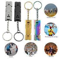 Llavero De Silbato Doble Tubo Alta Decibelio Portátil Para Supervivencia En Camping Y Emergencias Herramienta Multifuncional - details 7