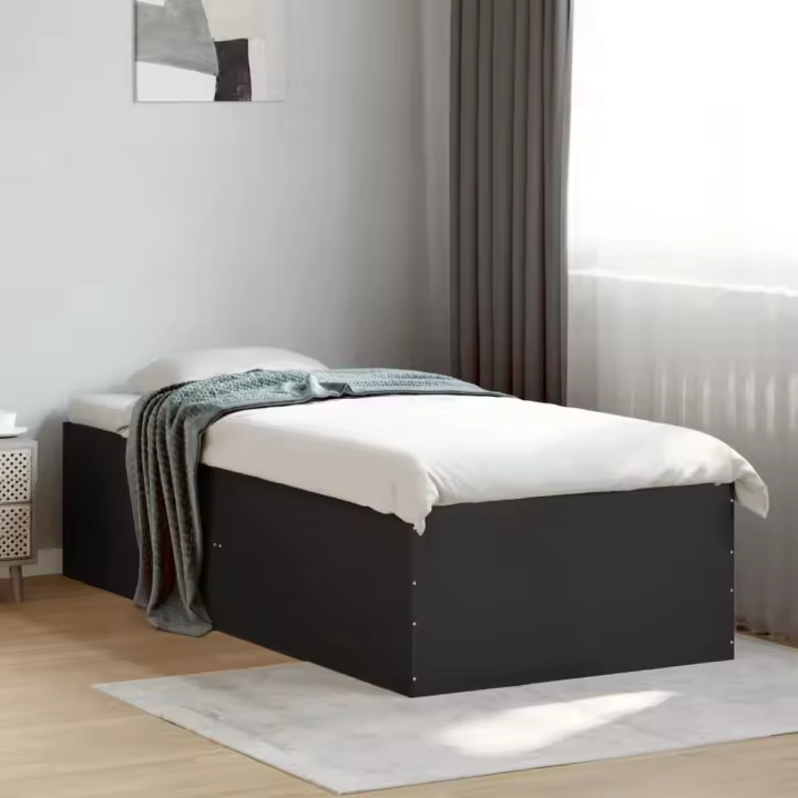 Estructura de cama madera de ingeniería negra 90x200 cm - 1
