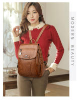 Mochila Para Mujer 2022 Nueva De Cuero Suave De Alta Calidad Banda De Hombro Arco Gran Capacidad Para Viajes Y Escuela Color Negro - details 15