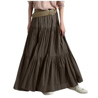 Vestido Maxi Vintage A-Line Para Mujer Color Sólido Casual Con Volantes Y Cintura Imperio Manga Larga Medio Ajuste Longitud Hasta El Tobillo - details 4