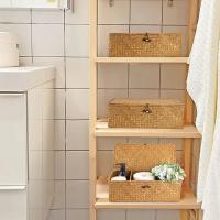 Cesta De Almacenamiento De Sargazo Rectangular Con Tapa Y 3 Compartimentos Para Cocina Restaurante Baño Decoración Del Hogar - details 8