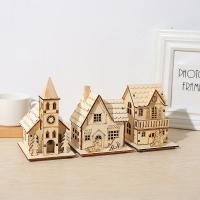 Casa De Madera Pequeña Para Navidad Con Luz LED Decoración De Árbol De Navidad Adorno Xmas Regalo Para Niños Casa De Navidad DIY - details 1