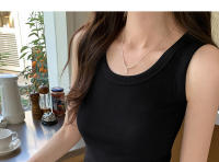 Top Corto De Verano Para Mujer Sin Mangas En Estilo Casual Suéter De Encaje Con Ribbing Solido Camiseta De O-Neck Moda Urban Streetwear - details 55