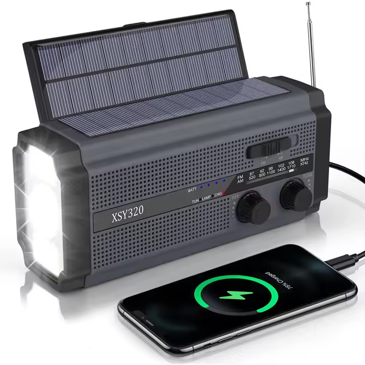 5000mAh Radio DE EMERGENCIA FM XSY-320 portátil de mano-powered Alarma Solar recargable con Alarma SOS Lintera Meteorológica de Energía para el hogar del coche - 1