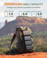 Cargador de teléfono solar 25000mAh, Banco de Energía portátil 3A de carga, Banco de Energía Solar con 4 paneles 2 Puertos de USB-C USB-A 1 Para teléfonos, tabletas, camping, senderism - details 0