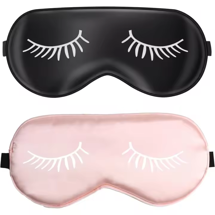 Masque De Nuit En Soie,2 Pièces Cache Yeux Pour Dormir,Masque Sommeil,Masque Yeux Nuit,Avec Bandeau Réglable, Pour Hommes Et Femmes,La Nuit, Voyager Et Sieste - 1