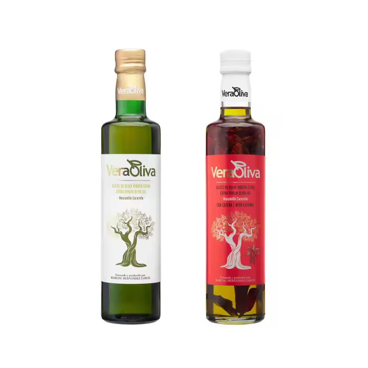 Pack Duo Veraoliva - AOVE Premium 500ml + AOVE con Cayena 500ml - 1