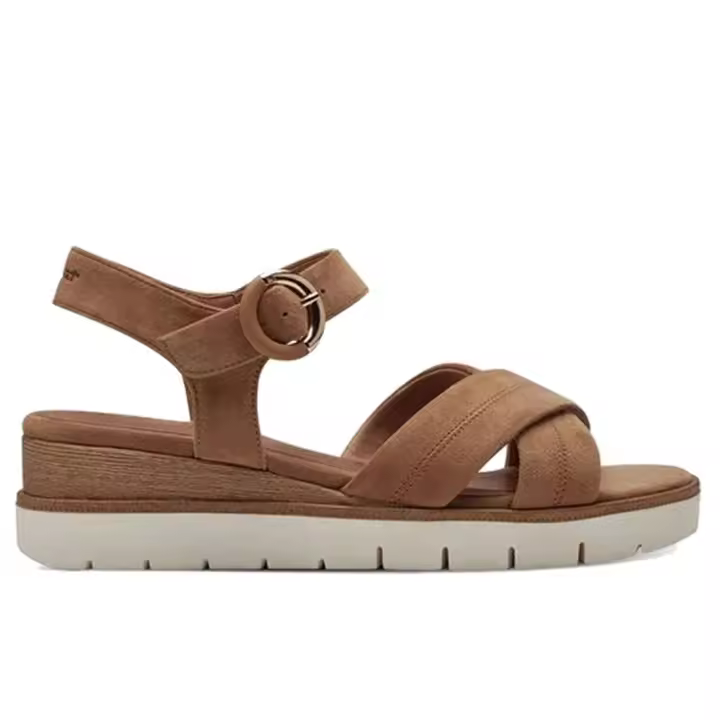 Sandalia de mujer Tamaris en piel camel con cuña cómoda 1-28202-42-310 - 1