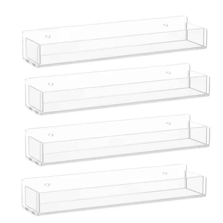 Organizador de estante de especias montado en la pared, acrílico transparente, soporte de almacenamiento para pared, cocina, despensa, puerta de gabinete, 4 paquetes - 1