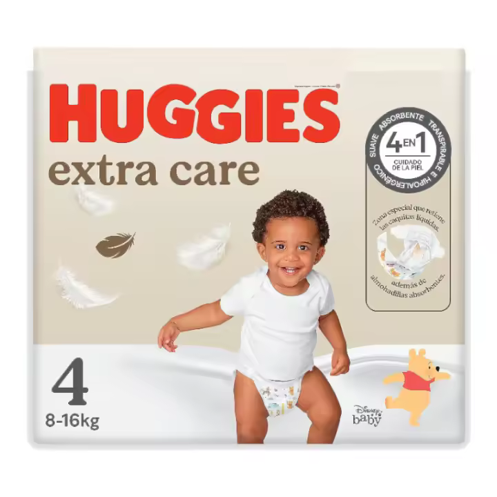 HUGGIES PAÑALES EXTRA CARE TALLA 4 8-16KG 33U - 1