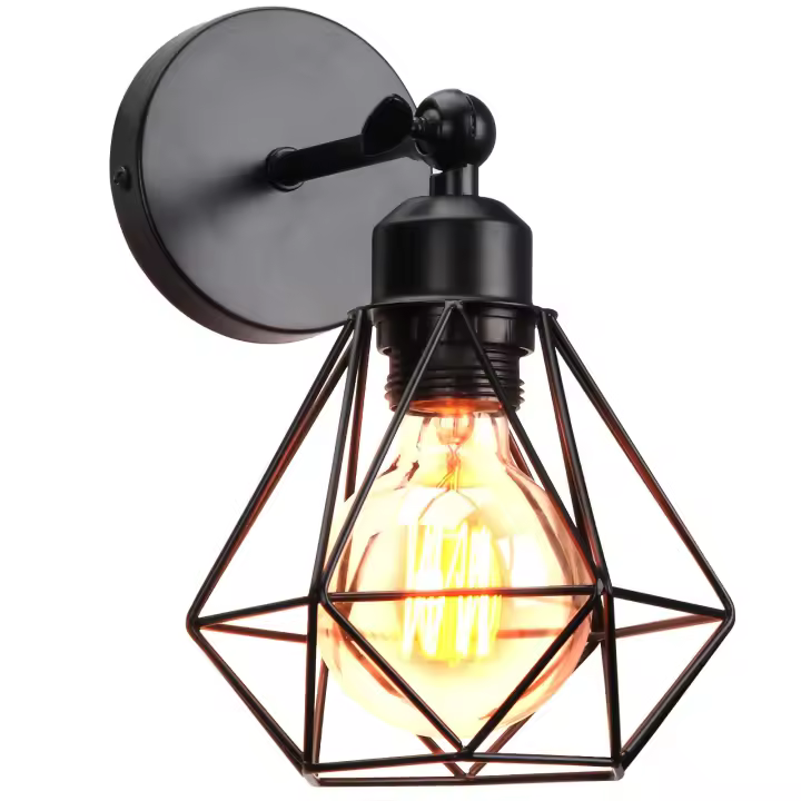 Aplique de pared industrial Vintage para interiores, lámpara de techo E27 de metal, lámpara de pared industrial retro ajustable a 180 °, iluminación de pared para Cocina y Sala de estar (1 Unidad) - 1
