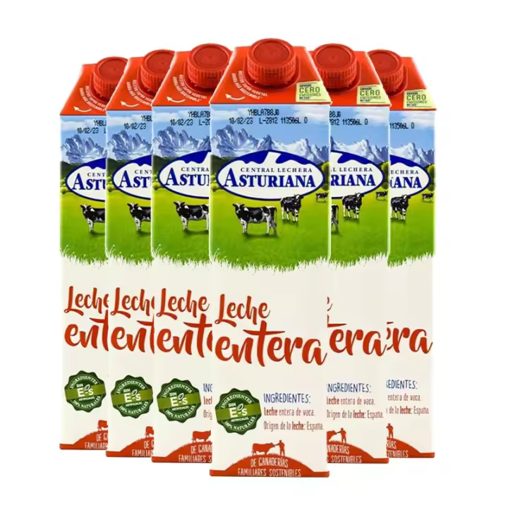 Leche entera Asturiana 1 litro pack 6 bricks - 1