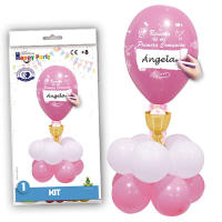 1 unidad de centro de mesa para comunión niña, Globos rosa, Set de globos de comunión, Globos de comunión para mesas, Se puede escribir el nombre con rotulador, Kit de globos de decoración, Rosa, Regalantes.com - details 0