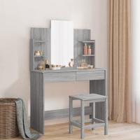 vidaXL Tocador con espejo 96x39x142 cm en color Negro/Gris hormigón/Gris sonoma y más | decorativo de pared para baño dormitorio recibidor moderno - details 2