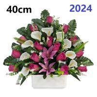 Centro de Flores para Cementerio Gerimport | Ramos de Flores para Todos los Santos | Flores Artificiales de Tela | Ancho 40cm | Alto 40cm | Personalizar Color y Medida | Contacto Directo con Nosotros - details 0