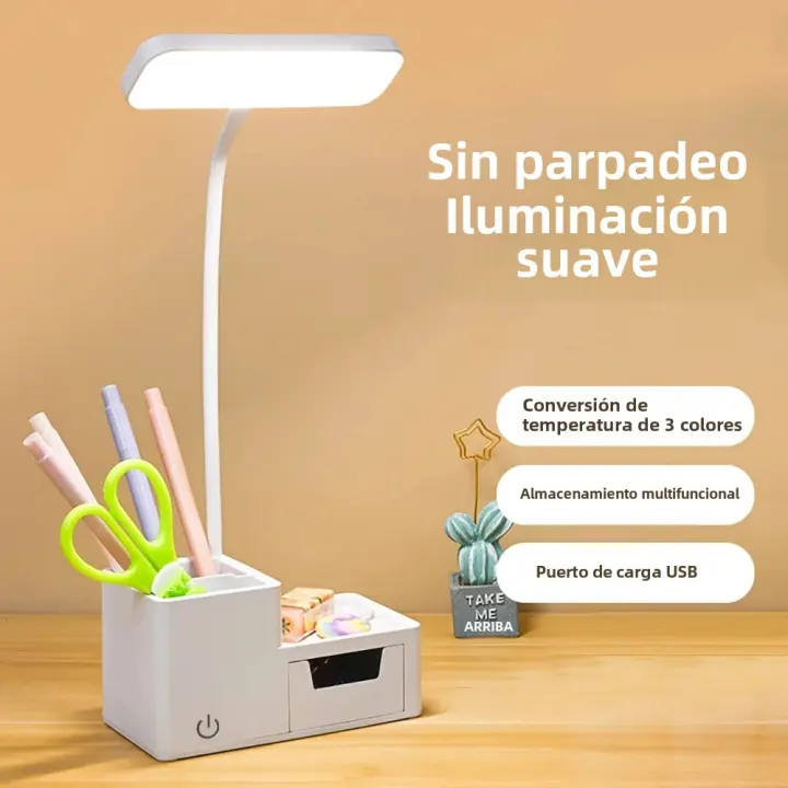 Lámpara De Mesa LED Con Protección Ocular Para Lectura Luz Nocturna Con Portarreglases Y Cajón Soporte Para Lámpara De Mesa - 1