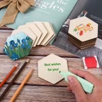 100/50 PCS Chips De Madera Blankas Hexagonales Para Decoración De Hogar Y DIY De Puzle Herramientas De Dibujo Hechas a Mano Para Niños - details 5