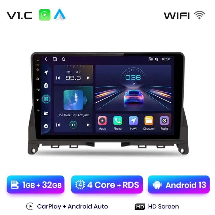 Junsun Android 13 Radio para Mercedes Benz C Class 3 W204 S204 2006-2011 de Coche con Chip Qualcomm de 8 Núcle de Coche con Chip Qualcomm de 8 Núcleos CarPlay Inalámbrico Autorradio Estéreo Pantalla HD Multimedia - 1