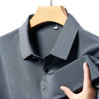 Camisa Polo Para Hombre Casual De Color Sólido Manga Corta Transpirable Cómoda Versátil Top Moda Negocios New Men's Business - details 4