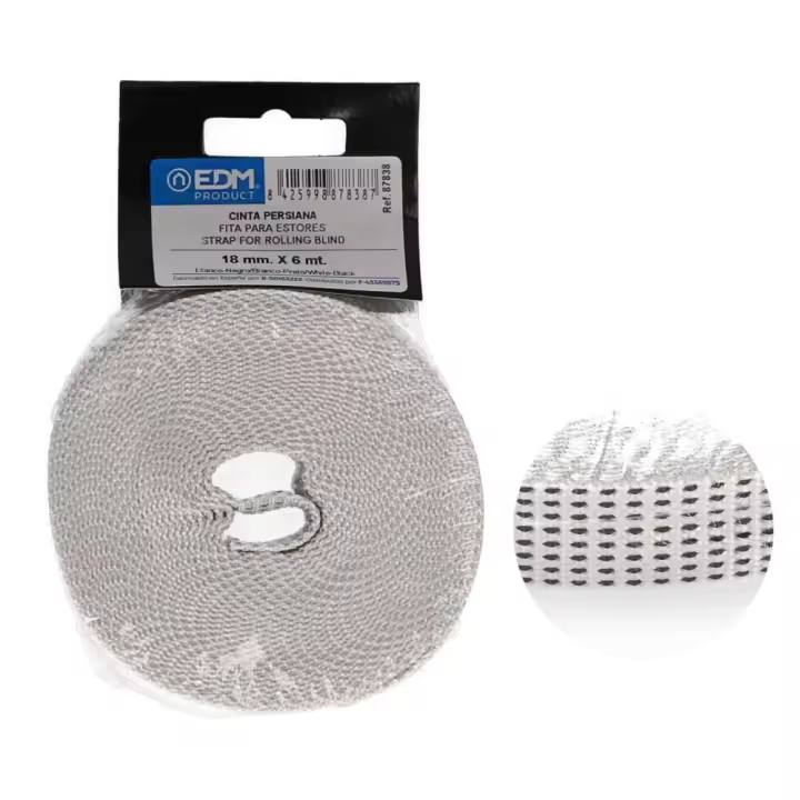 cinta persiana compacto 18mm x 6m blanco/negro edm - 1