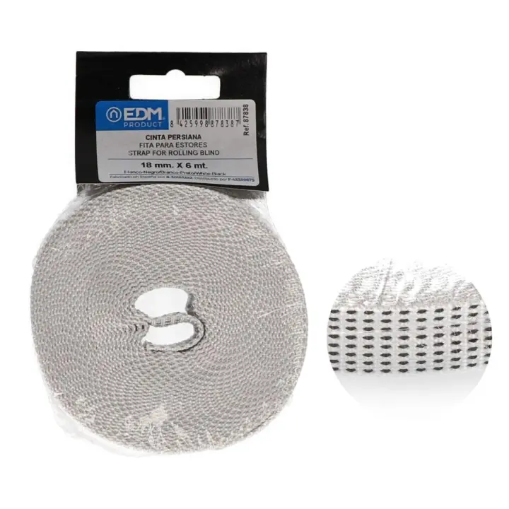 cinta persiana compacto 18mm x 6m blanco/negro edm - 1