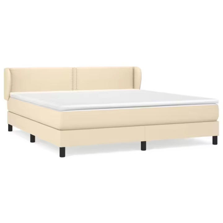 vidaXL Cama box spring con colchón tela color crema 180x200 cm - 1