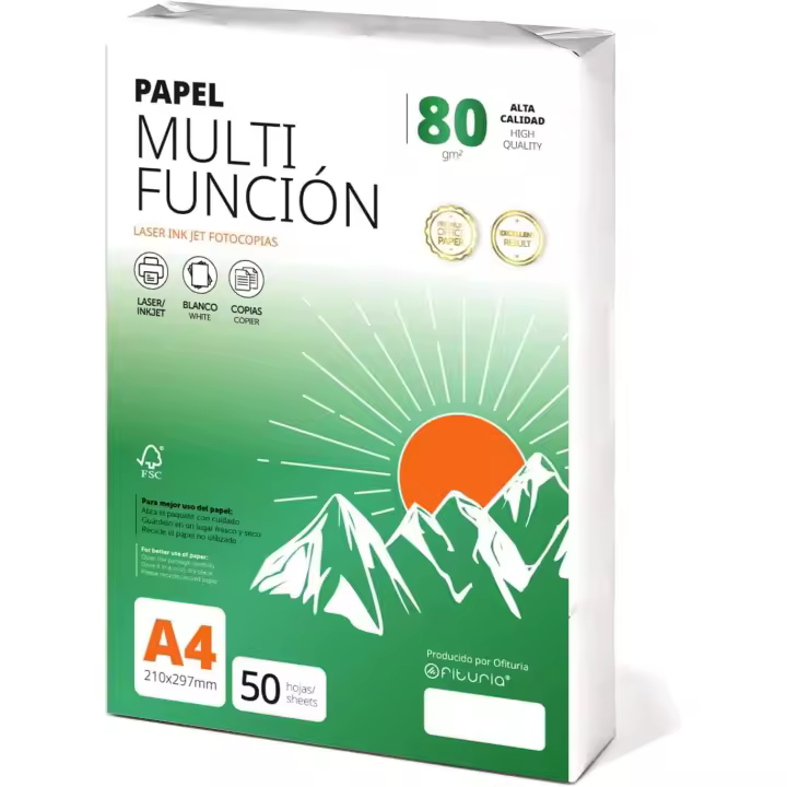 Folios a4 80gr 50 hojas, Papel Multiusos para Impresora, Folios para Impresoras Láser y de Inyección, Fotocopiadora, Para uso Oficina, Material Escolar, Paquete de folios - Ofituria - 1