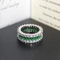 Anillo De Eternidad Para Mujer Con Corte Baguette En Colores Rosa Verde Y Plata Joyería De Lujo Para Boda Y Día De San Valentín R4575 - details 1