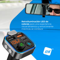 Transmisor FM Bluetooth 5.0 para Coches - 3 Puertos Carga: x 2 USB QC3.0 + x1 PD 3.0 Tipo C 20W, Función Manos Libres, Cancelación de Ruido, Carga Rápida, Botón B: Bajos Profundos Hi-Fi (Altavoz) - details 5