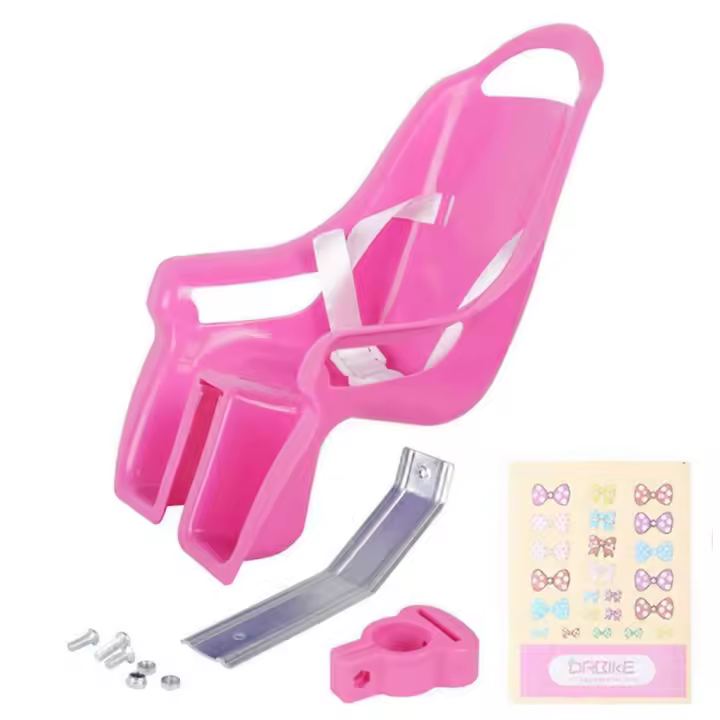 Bicicleta infantil para muñeca con asiento, tija de sillín y soporte para cochecito de bebé. - 1