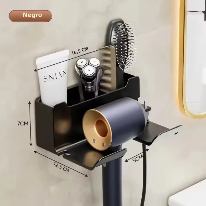 Soporte Para Secador De Pelo 1 Pieza Organizador De Baño Plástico Soporte Para Linterna Y Secador De Pelo Colgante Tipo De Instalación - 1