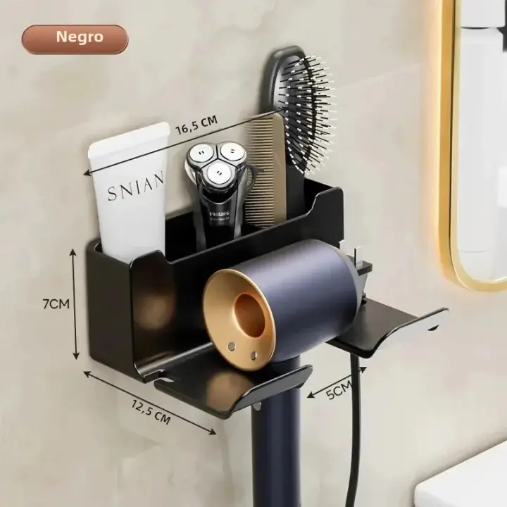 Soporte Para Secador De Pelo 1 Pieza Organizador De Baño Plástico Soporte Para Linterna Y Secador De Pelo Colgante Tipo De Instalación - 1