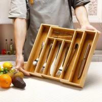 X-Organizador de Cubiertos Extensible de Bambú para Cocina, Bandeja de Cubiertos para Cajón y Almacenamiento de Utensilios de Cocina, Cubiertos, Cubertero Organizador - details 5