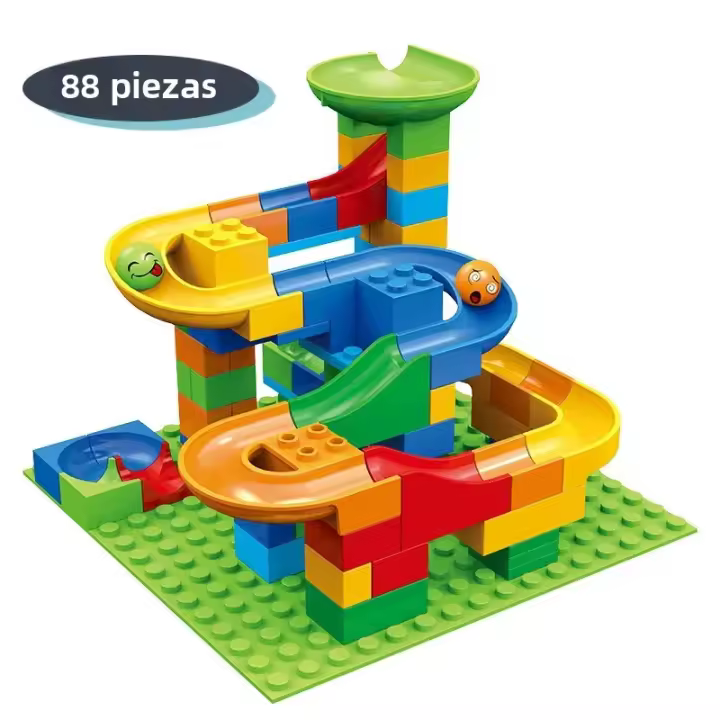 Juguetes De Construcción De Laberinto Para Niños Bloques De Ferrocarril Urbanos Juego De Construcción DIY Divertido Deslizador De Cono Competición De Montaje - 1