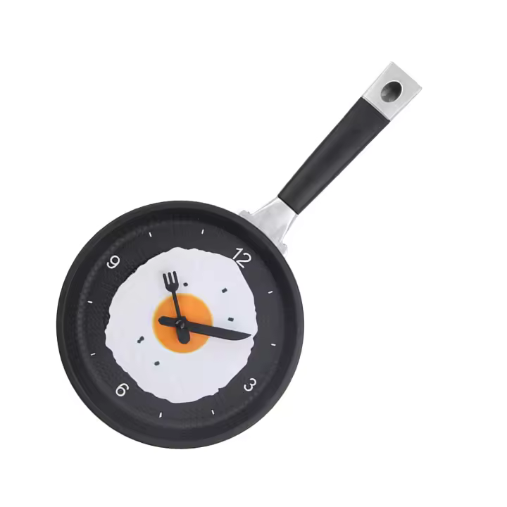 Reloj de pared ABS Huevo Frito sardén forma Silencioso funciona con Pilas Reloj de pared para dormitorio Room de estar Cocina Rose W - 1