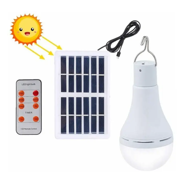 Bombilla LED solar impermeable con control remoto y temporizador, iluminación exterior, ideal para jardín y senderismo. - 1