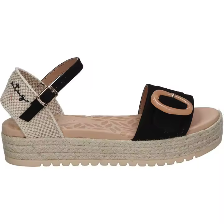 MUSTANG | Sandalias con Plataforma Mustang para mujer – Sandalia Esparto en Color Negro – Sandalia de Plataforma con Cierre de Hebilla – Casual – Tendencia – Modelo 59606 - 1