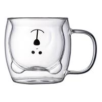 Taza De Café Doble Oso De 250ML Con Mano Transparente Insulada Para Leche Jugo Té Utensilios De Espresso Lindo Y Ecológico - details 8