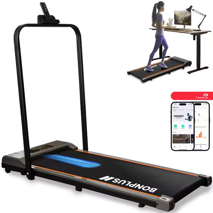 Bonplus BP Cinta de Correr Eléctrico Plegable Ultra Slim, 10Km por Hora, Sólo 12 Centímetros de Altura , Plegable y Fácil de Guardar, Cardio, Ejercicio en Casa, Cinta de Correr Plegable, Soporta Hasta 100kg, Fitness, APP Integrada - 1