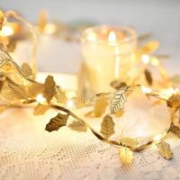 Luces De Hojas Doradas LED Para Decoración De Navidad Y Bodas En Sala De Estar Y Dormitorio Con Pilas Incluidas - details 3
