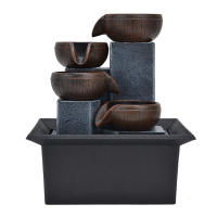 Fuente De Agua Para Mesa Con Luz LED Amarilla Decoración De Oficina Y Sala De Meditación Estilo Feng Shui Relajante Figura De Plástico - details 2